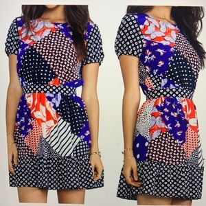 NWOT Juicy Couture Vintage Silk Laurel Patchwork Dress